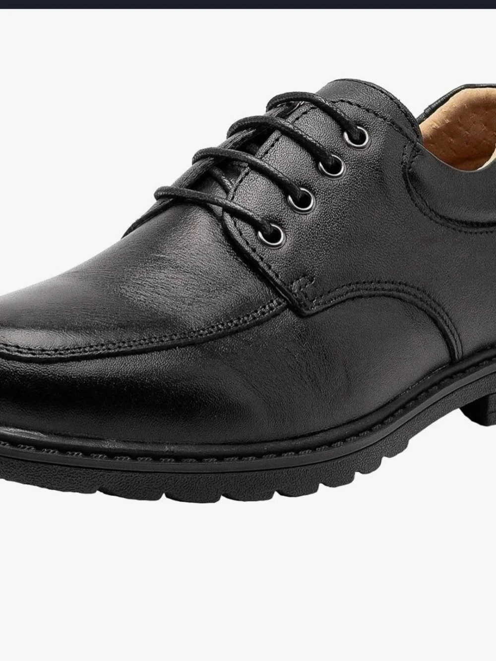 Boy's Classical Leather School Uniform Dress Shoes Kids Lace-up Black size 2.5